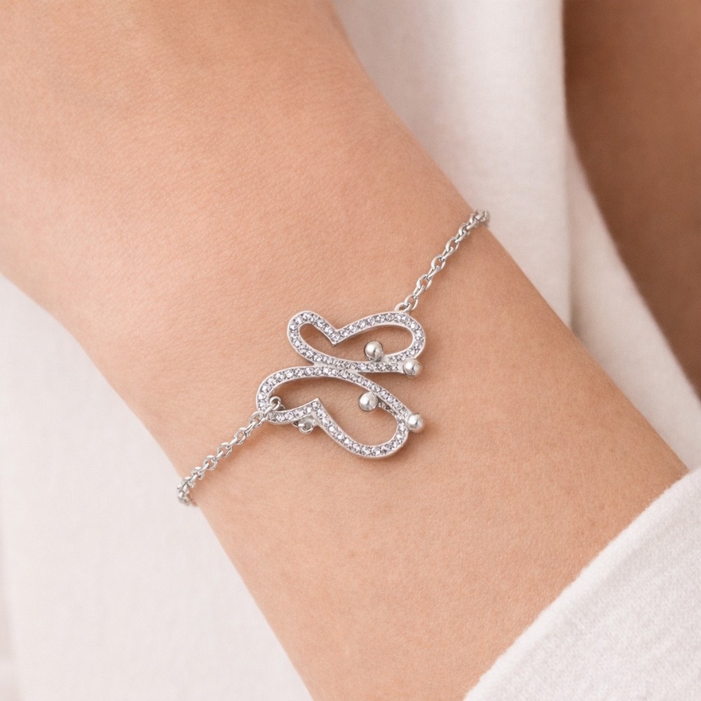 Simulated White Diamond Butterfly Bracelet in 925 Sterling Silver
